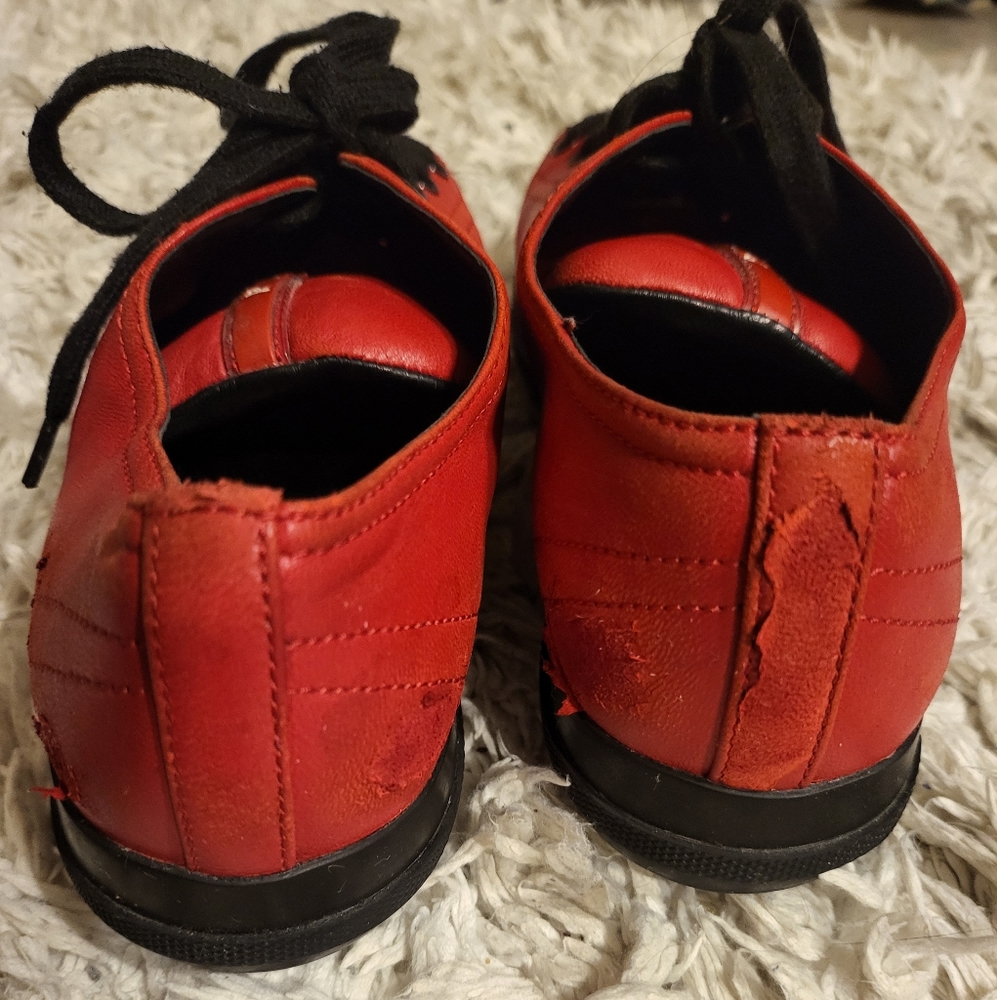 100% AUTHENTIC VIBRANT RED PRADA LEATHER SNEAKERS TRAINERS UNISEX ADULTS KIDS - Picture 5 of 16